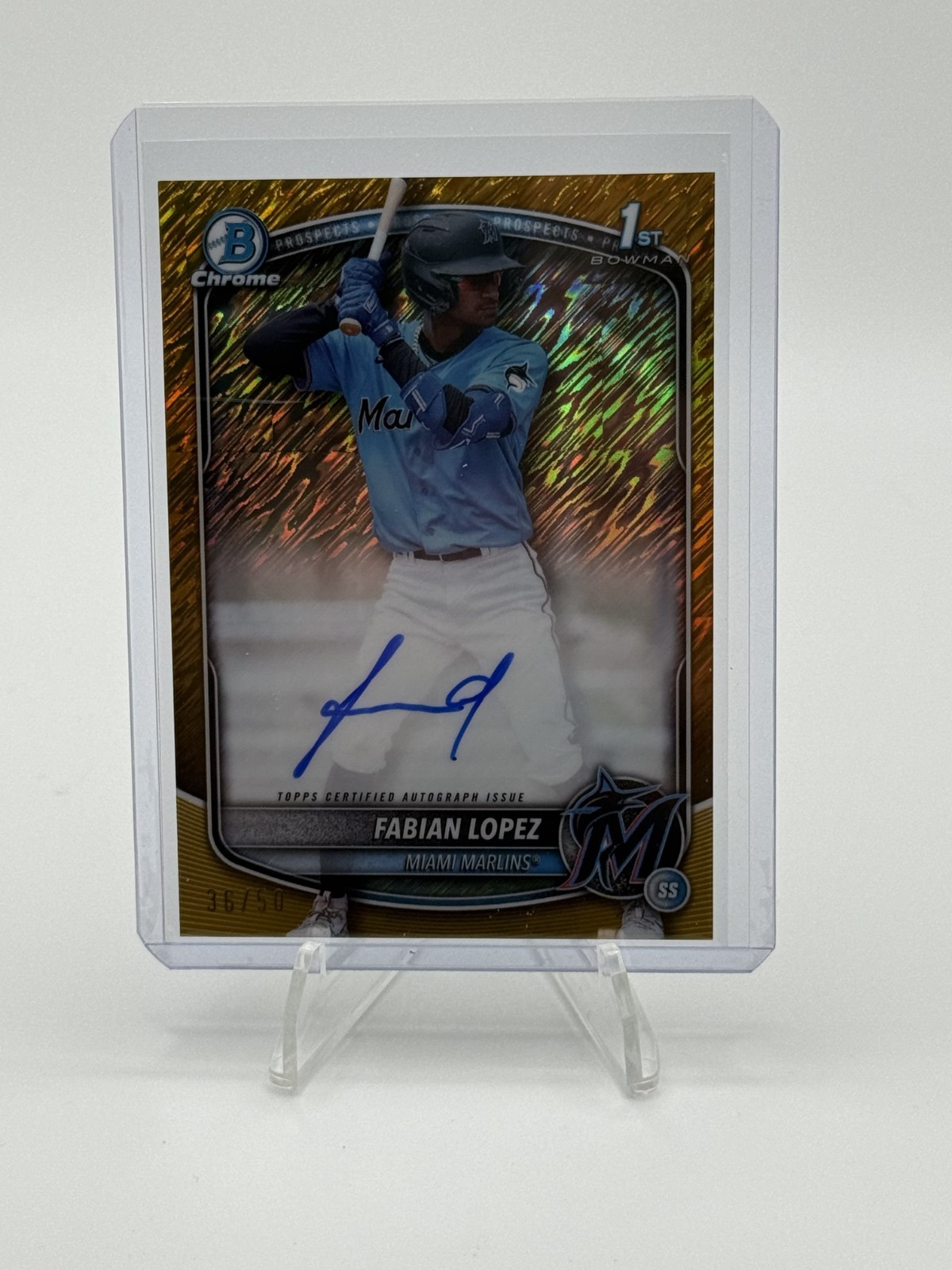 2025 Bowman - Chrome Prospect Auto Fabian Lopez #CPA-FL Gold Shimmer Ref /50