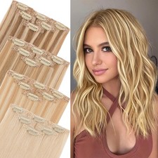 Clip In Real Remy Human Hair Pad Topper 6Pieces Hairpiece Fluffy Patches Thicker