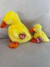 Matching Set Of TY Beanie Buddy  Beanie Baby Quackers The Yellow Duck Plush