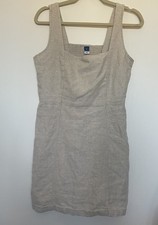 Old Navy Woman Medium Dress Neutral Linen Blend Sleeveless Smocked Lightweight