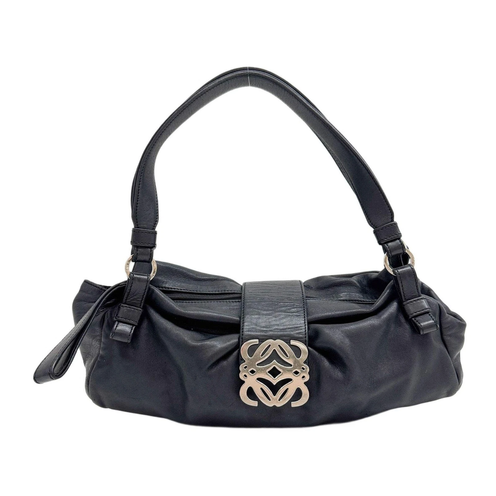 Loewe — LOEWE Anagram Clasp Black Leather Shoulder Bag