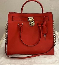 MICHAEL KORS Hamilton Large Orange Red Saffia...