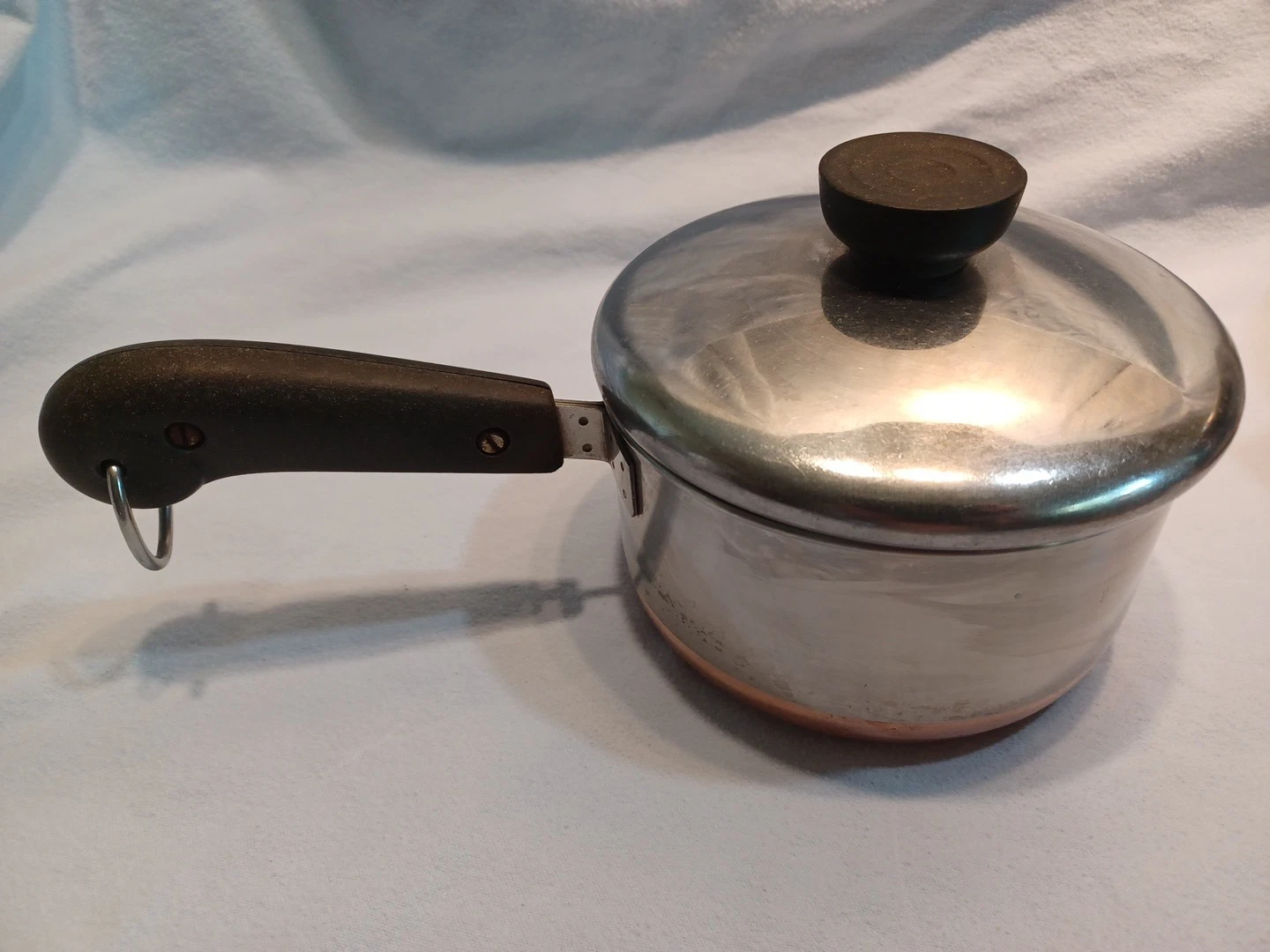 Revere Ware 1 Quart Copper Bottom Stainless Steel Sauce Pan Pot w/ Lid USA Vtg