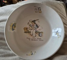 Vintage Duraline Ceramic Childs Bowl Dish Ride A Cock Horse Nursery Rhyme