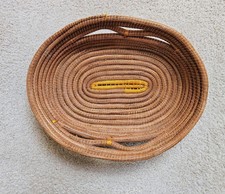 Pine Needle Basket Oval Coiled Handmade Fruit Storage Boho 11.5" x 9"