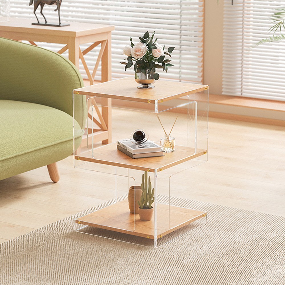 New 3-Tier Premium Wood & Acrylic Display Cabinet with Dust-Proof Cover US