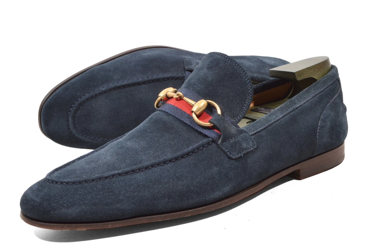 $1,090 GUCCI - Navy Blue Suede Unlined Venetian Loafers - US 9 (8.5G) Gucci Suede Blue Dress Shoes for Men for sale | eBay main image 2