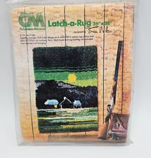Vintage CM Latch Hook Rug Country Twilight Garden Columbia Minerva 26" x 38" NEW