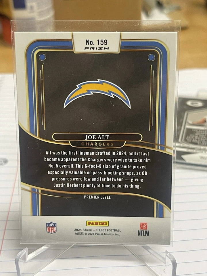 2024 Joe Alt Panini Select #159 Red Yellow Shock Premier Level CHARGERS Rookie - Image 2 of 2