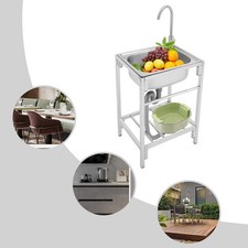 Freestanding Single Bowl Kitchen Sink With Rotating Faucet For Restaurant