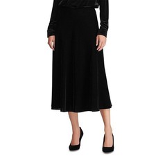 VTG Lauren Ralph Lauren Skirt 8 Black Velvet Midi Lined Silk Equestrian Classic