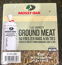 Mossy Oak 1 lb Ground Meat Freezer Bags 50 Count w/ Ties 9 in x 5 in