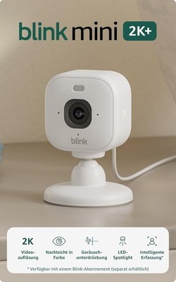 1x Weiß   Blink Mini 2K+ (neueste Generation) Überwachungskamera Innenbereich