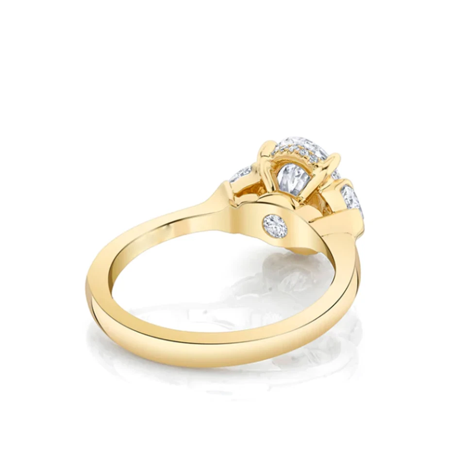 Gold Wedding Ring Oval 1 Carat IGI GIA Lab Created Diamond Solid 14K Yellow Band - Image 3 of 4