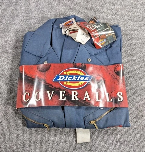 NOS! Dickies Coverall Navy Blue Long Sleeve Workwear Stain Release 36 Tall NEW! - product listing photo