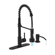 Black Kitchen Faucet with LED light,Kitchen Faucet with Soap Dispenser,Faucet...
