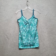 Lululemon Athletica Women Tank Top 6 Teal Gather V Nylon Polyester Geometric