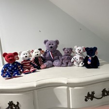 Ty Beanie Babies Patriotic USA Bears Lot with Tags Beanie Buddies 2000