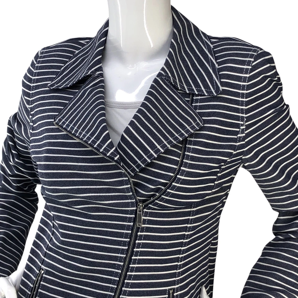 Chaqueta Lafayette 148 Mujer Talla 4 Julius Denim Rayas Sarga Moto Blazer Índigo Foto 2 de 4
