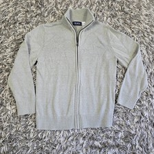 PLACE Sweater Boys 10/12 Gray Heather Full Zip Mock Neck Cotton Blend Knit Kids