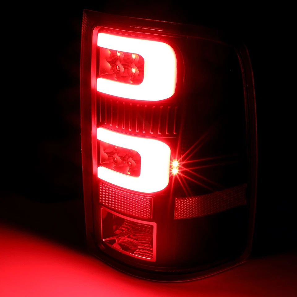 PARA GMC SIERRA 2007-2014 PAR CARCASA NEGRA ROJA BARRA LED 3D LUZ TRASERA LÁMPARA FRENO Foto 3 de 4