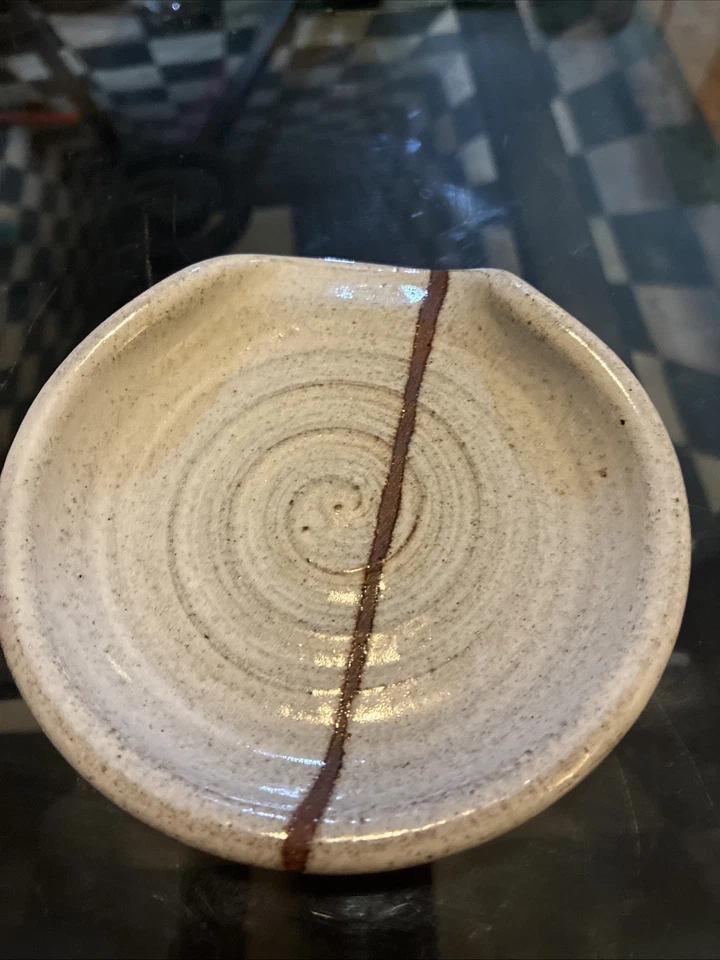 Descanso de colher de pedra de cerâmica vintage Andrea By Sadek marrom e cinza - Imagem 2 de 3