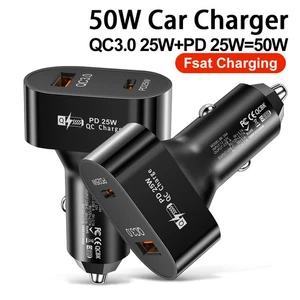 Double USB PD Type C 25W Adaptateur de charge rapide de chargeur de voiture QC 3.0 neuf