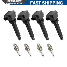 Set of 4 Ignition Coils + Spark Plugs for Suzuki SX4 2007-2009 I4 2.0L UF562
