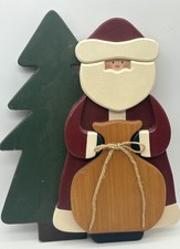 Vintage Wooden Santa with Gift Sack Tree Folk Art Christmas Decoration 15 x12