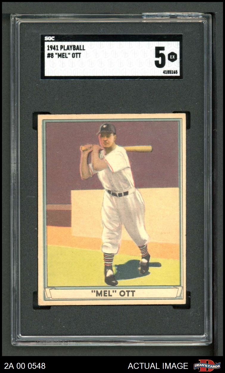 1941 Play Ball #8 Mel Ott Giants HOF SGC 5 - EX
