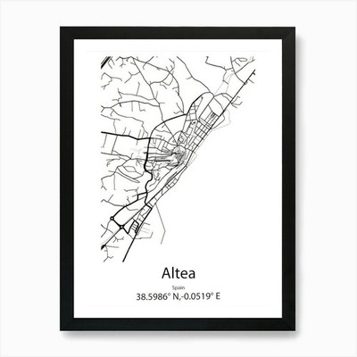 Altea,Spain Minimalist Map Art Prin Framed Wall Art Poster Canvas Print Picture