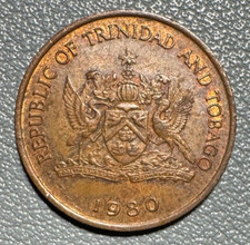 1980 Trinidad and Tobago 1 Cent Coin - Great Condition