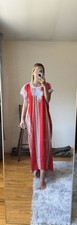 Moroccan Gandoura Kaftan Dress Traditional Clothing Women Red