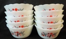 Lot 10 Vintage Fire King Milk Glass floral Pr...