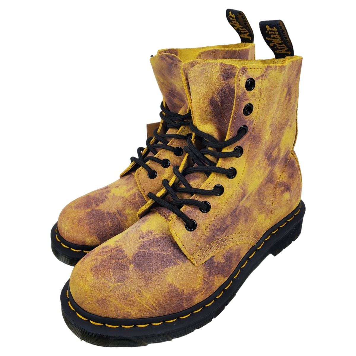 DR MARTENS Boots PASCAL Womens Size Burnt Yellow Tie Dye Suede