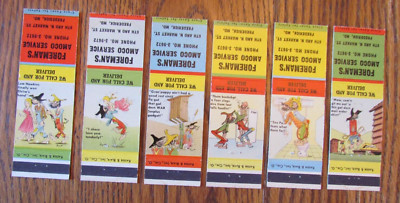 HILLBILLY SET OF 6 MATCHBOOK COVERS: FORMAN AMOCO GAS STATION FREDERICK, MD -D12