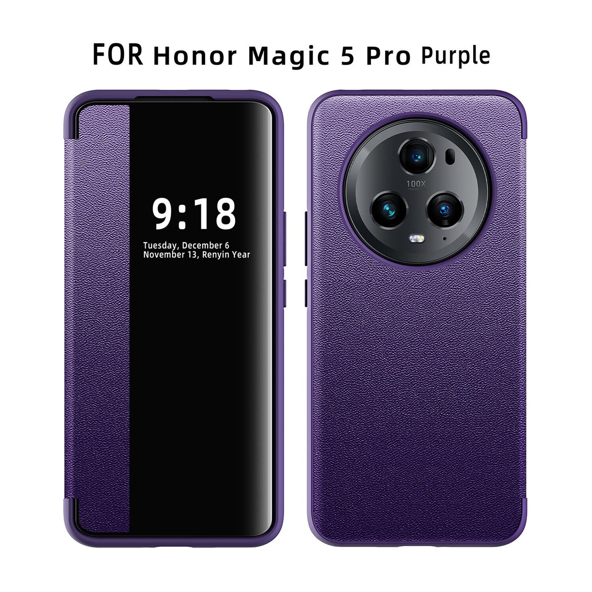 For Honor-Magic 5 pro, Luxury Flip Leather Smart View Wallet Slim