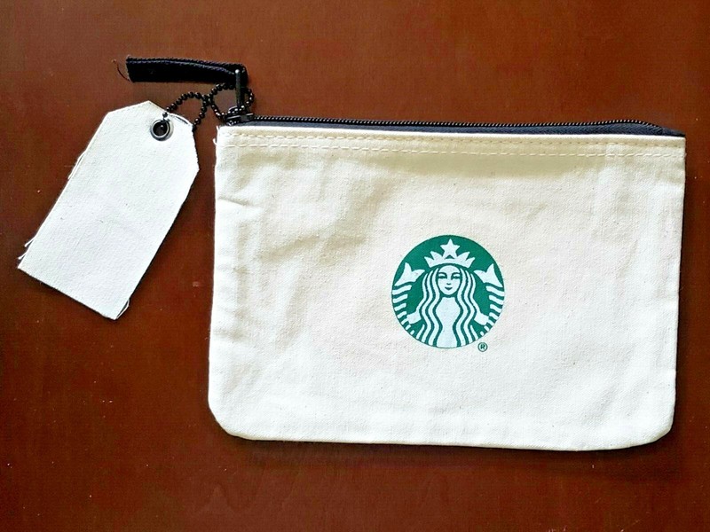 RARE Starbucks Cotton Zippered Pouch Bag