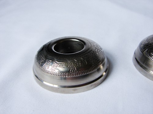 Vintage Silver Plated Shabbat Travel Candle Holder - Bild 6 von 7