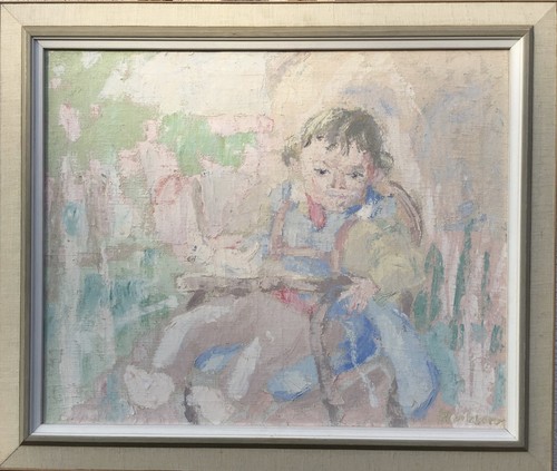 Bebé Niños Pequeños En Trona - Young Girl - Expresivo - Firmado 62 X 72CM