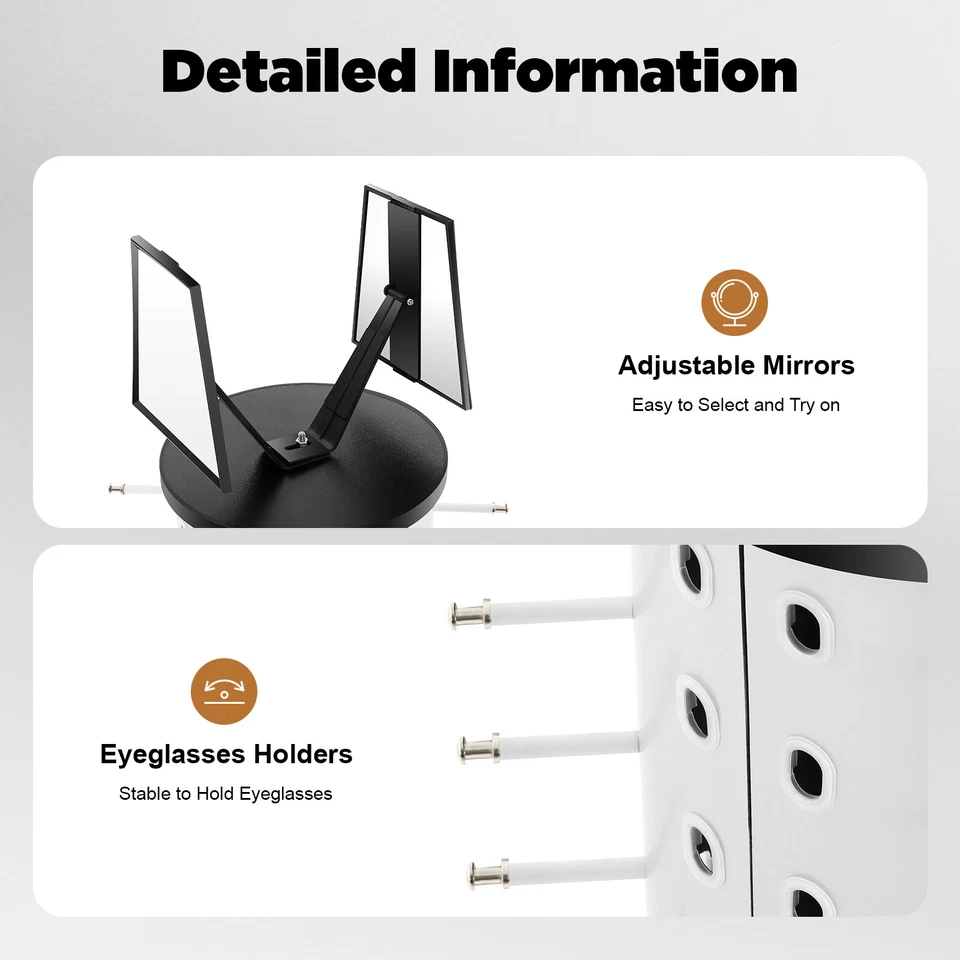 44 Pair Round Sunglasses Display Rack 360° Rotating Sunglass Glass Holder Stand - Image 4 of 4