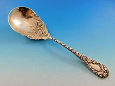 Chrysanthemum by Durgin Sterling Silver Salad Serving Spoon GW Narrow 9"