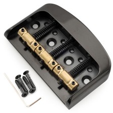 Musiclily Ultra Black Alu Plate Brass 3-Saddle Short Vintage Bridge For Tele