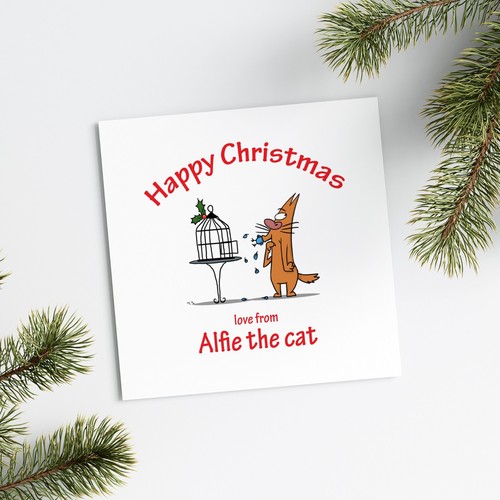 Handmade Personalised Funny Christmas Card From The Cat Kitten Xmas Mum Dad - Picture 3 of 3