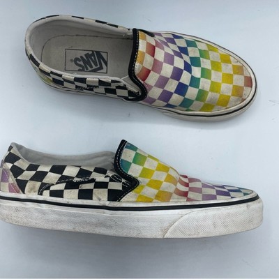 Vans Classic Rainbow Checked Slip On Sneakers Womens Flats 6 Shoes Comfort