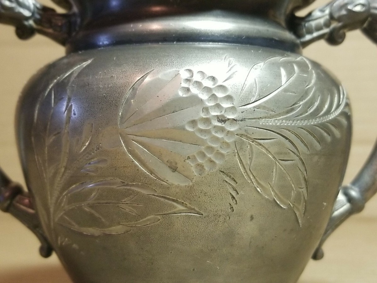 Vintage Triple Plate Silver Plate Flower Vase Jar Double Handle 3 