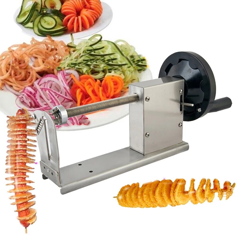 Commercial Manual Spiral Potato Chips Curly Fries Twist Hot Dog Cutter  Slicer