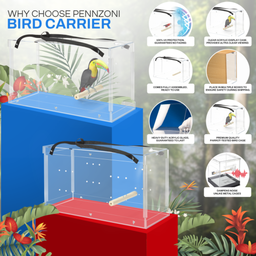 Pennzoni große Vogeltrage Reisekäfig komplett Acryl Display Geräuschisolierung - Bild 5 von 9