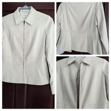 Women's Jacket Work Business Ambience 12 Beige Front Zip Closure Lined