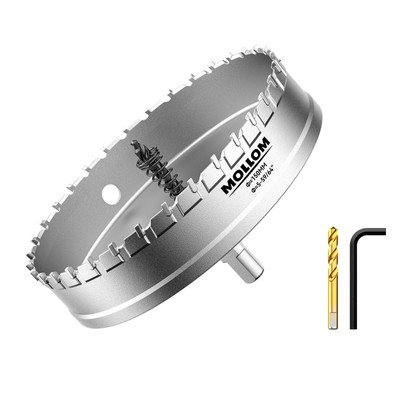 (6''|152mm) Heavy Duty Carbide Hole Saw with 2 Pilot Drill Bits, Hole Cutter ...